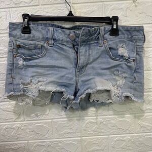 Women's 2015 American Eagle Shortie Jean Shorts‎ Lace Stretch Sz 8 (Waist 31)